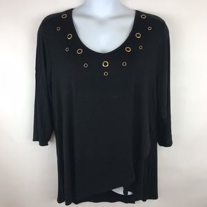 Belldini Crossover Tunic w/Grommet Detail-3X